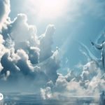 Representación del Arcángel Sachiel entre nubes y luz celestial, símbolo de prosperidad y guía espiritual para el día jueves.