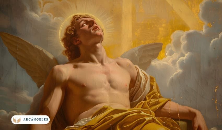 Representación artística de un Arcángel rodeado de luz dorada, simbolizando sabiduría y energía espiritual.