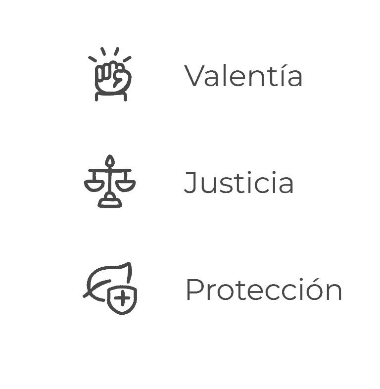 Iconos que representan los atributos del Arcángel Camael: valentía, justicia y protección, destacando su papel como guía y defensor celestial.